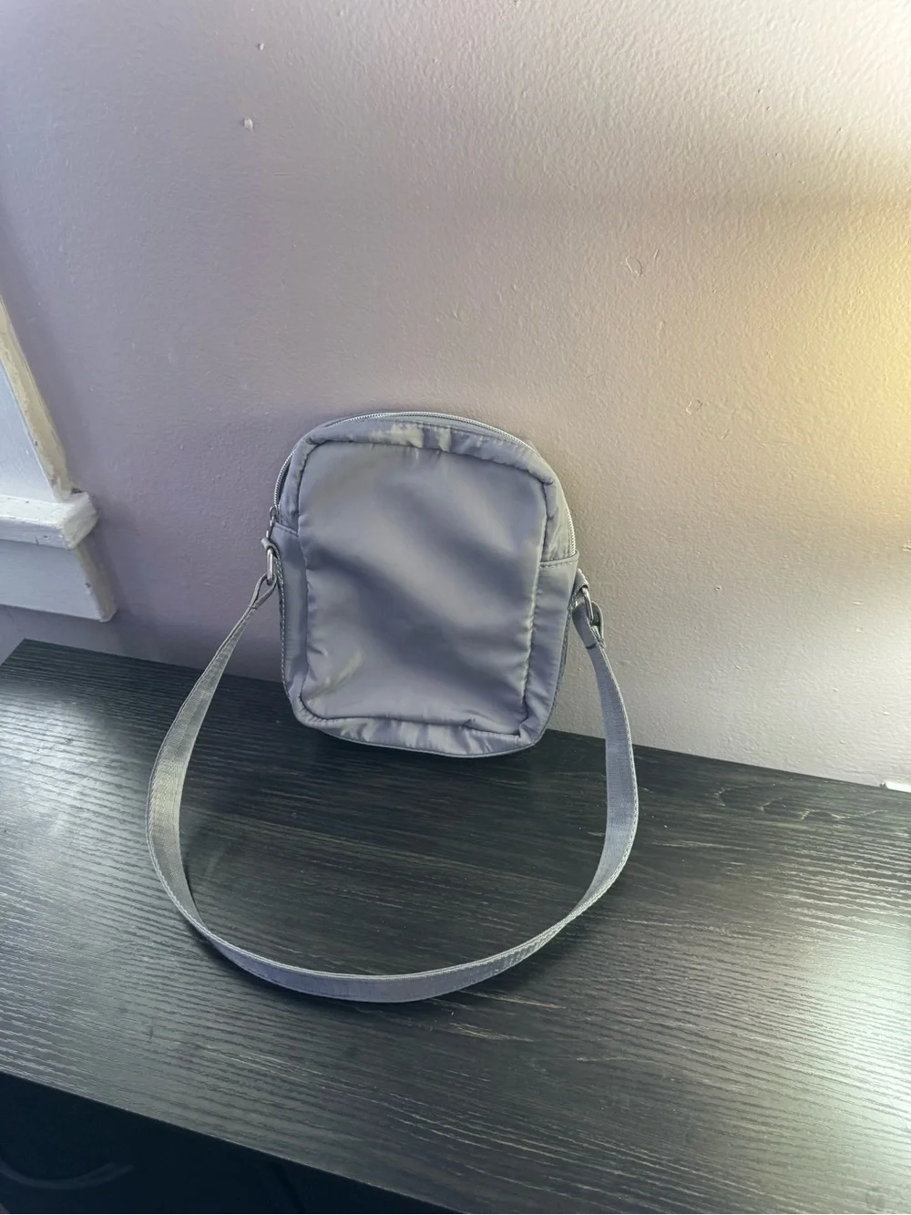 Compact Gray Crossbody Bag